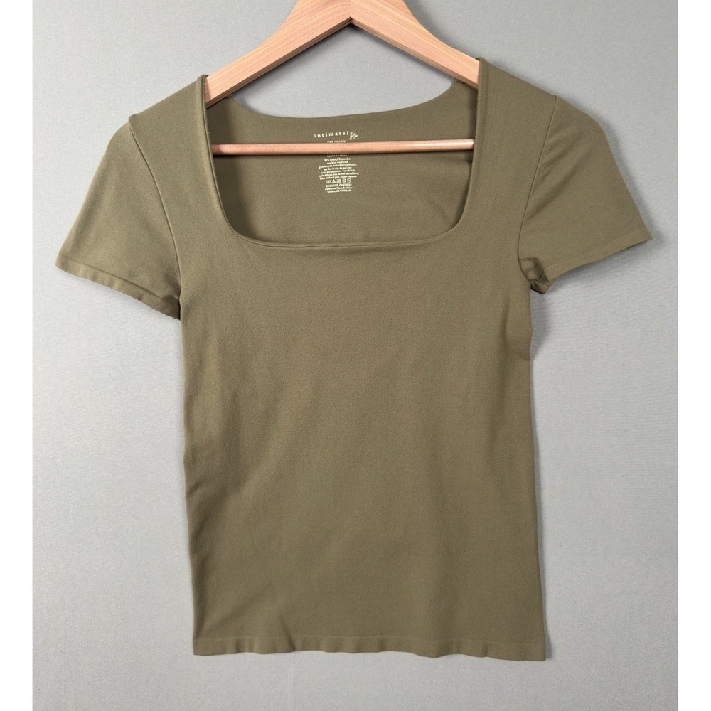 Free People Intimately Square Neck Cap  Sleeve Shelf Bra Top M/L Olive